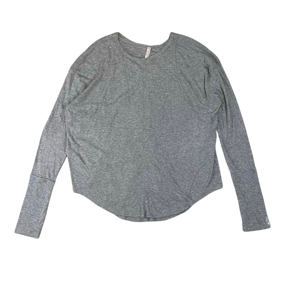 NWT FP Movement Free People Ribbed Long Sleeve Top Womens Large Gray